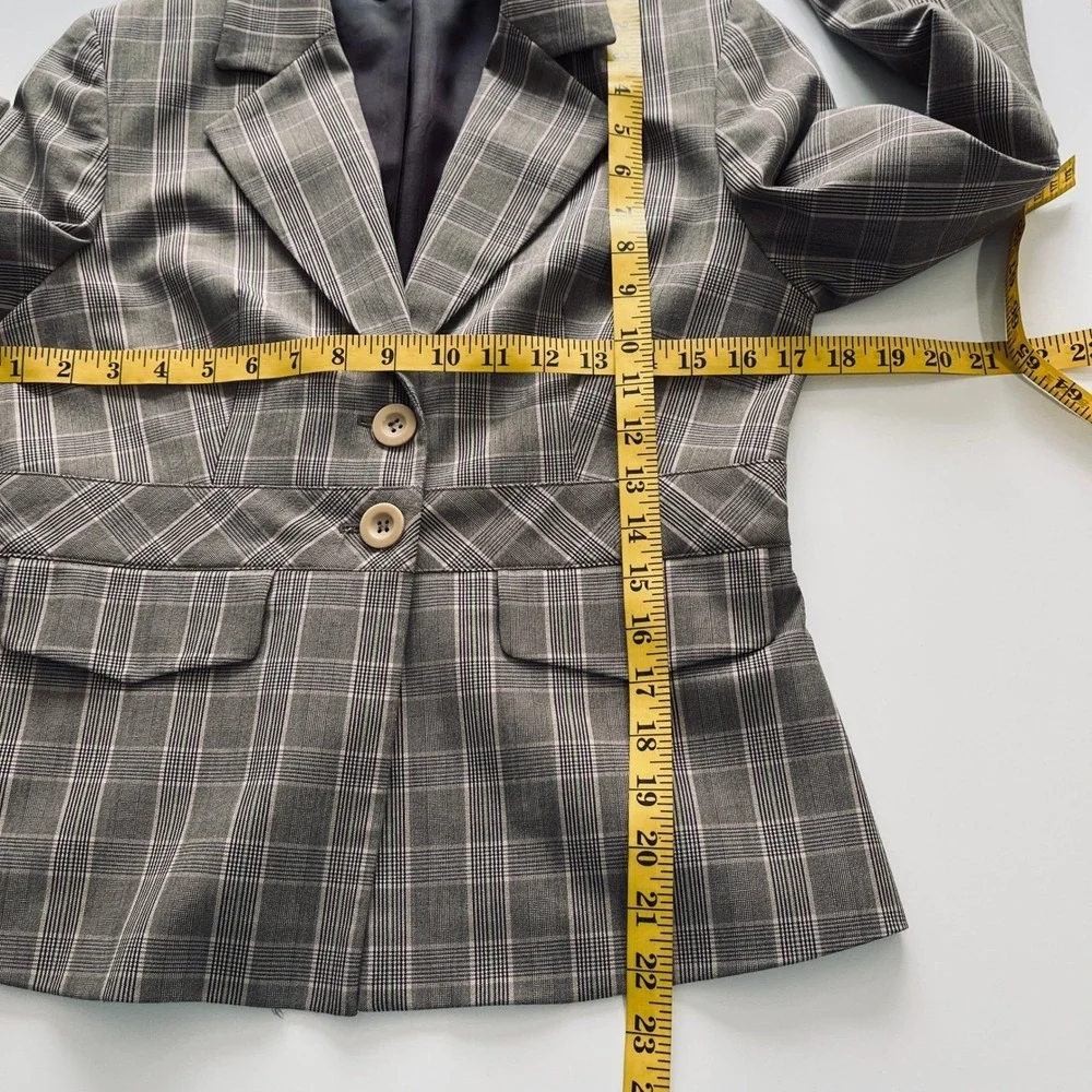 i.e.‎ Womens Pink Beige Plaid Blazer Jacket Academia Clueless Preppy Peplum Sz 6